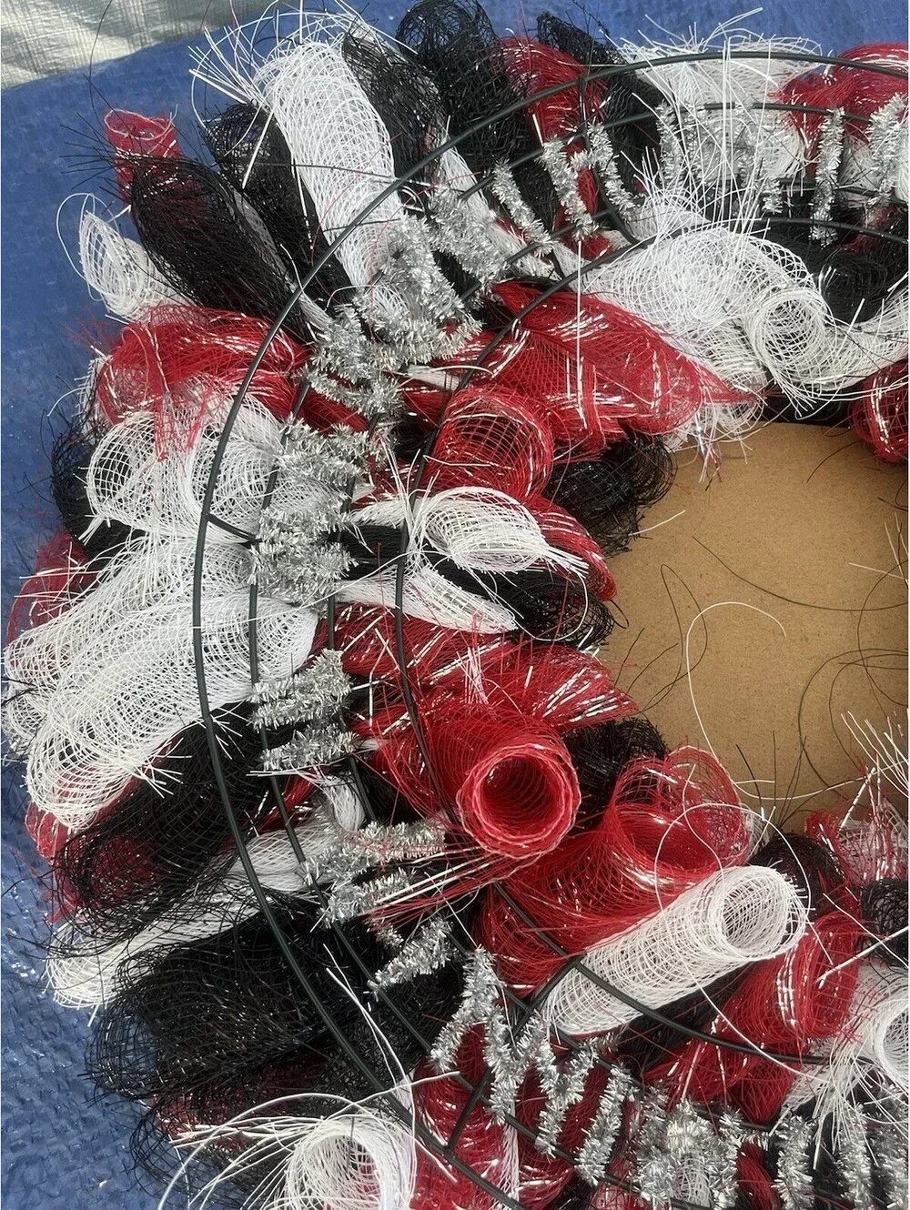 SNOWMAN ⛄ Let It Snow Christmas Winter Wreath Deco Mesh Burgundy Black White 17”
